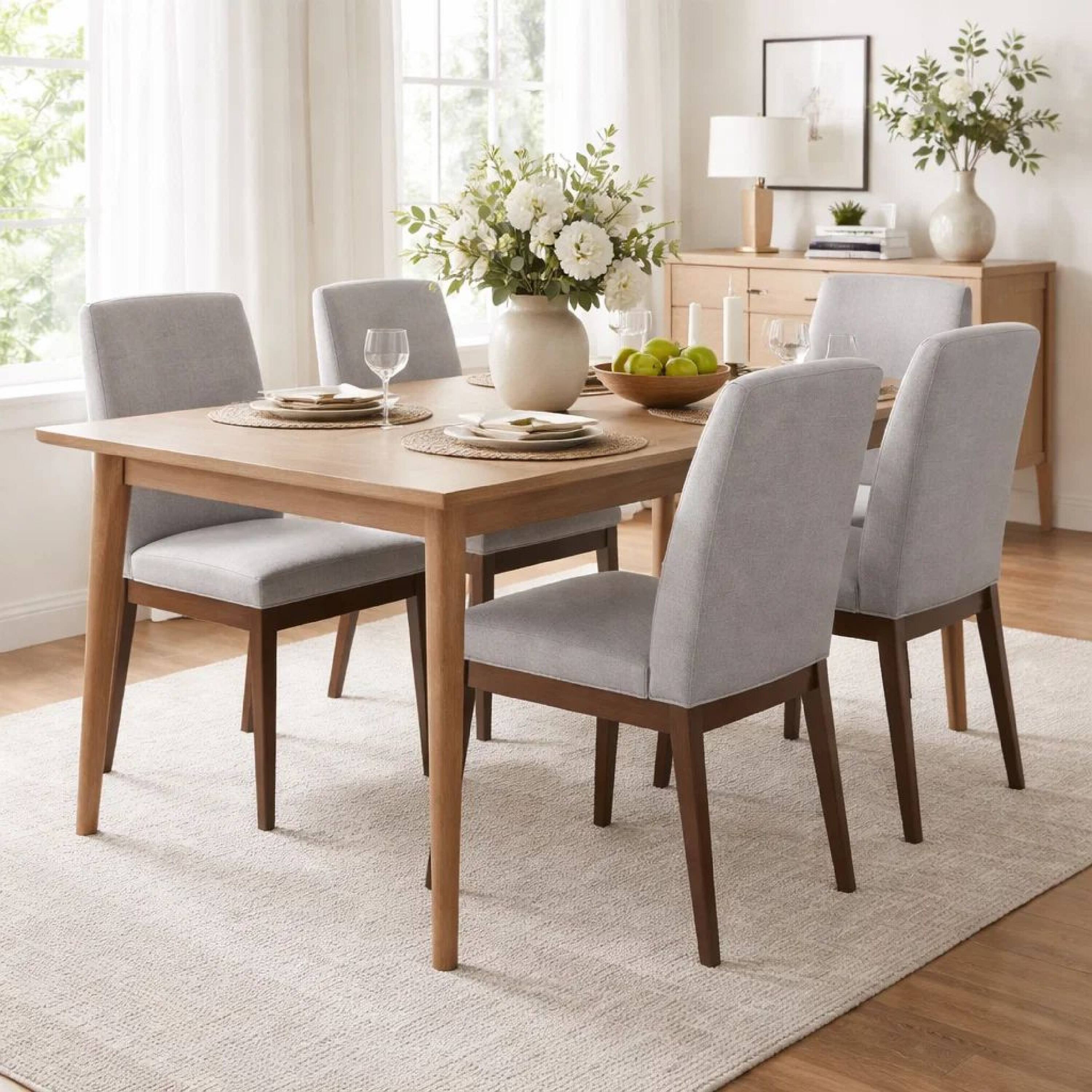 Alt View 7. Manhattan Lane - Lee Set of 2 Modern Wood Dining Chairs, Cushioned Seats, Tapered Legs, Gray - Gray.