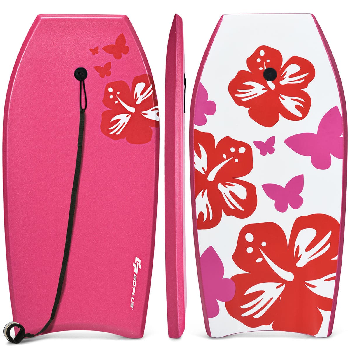 GOPLUS - 37" Super Lightweight Bodyboard Surfing W/Leash EPS Core Boarding IXPE - Pink