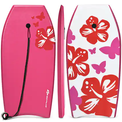 Front. GOPLUS - Goplus 41" Super Lightweight Bodyboard Surfing W/Leash EPS Core Boarding IXPE - Pink.