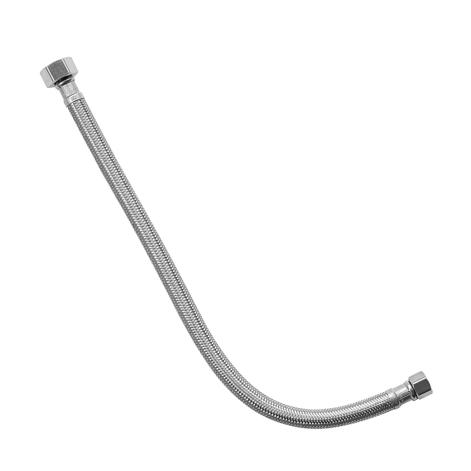 Alt View 5. VEVOR - Faucet Hose Connector, 16-Inch Length, 3/8 Inch Comp x 1/2 Inch FIP 10-Pack Braided Stainless Steel Faucet Supply Line - Sliver.