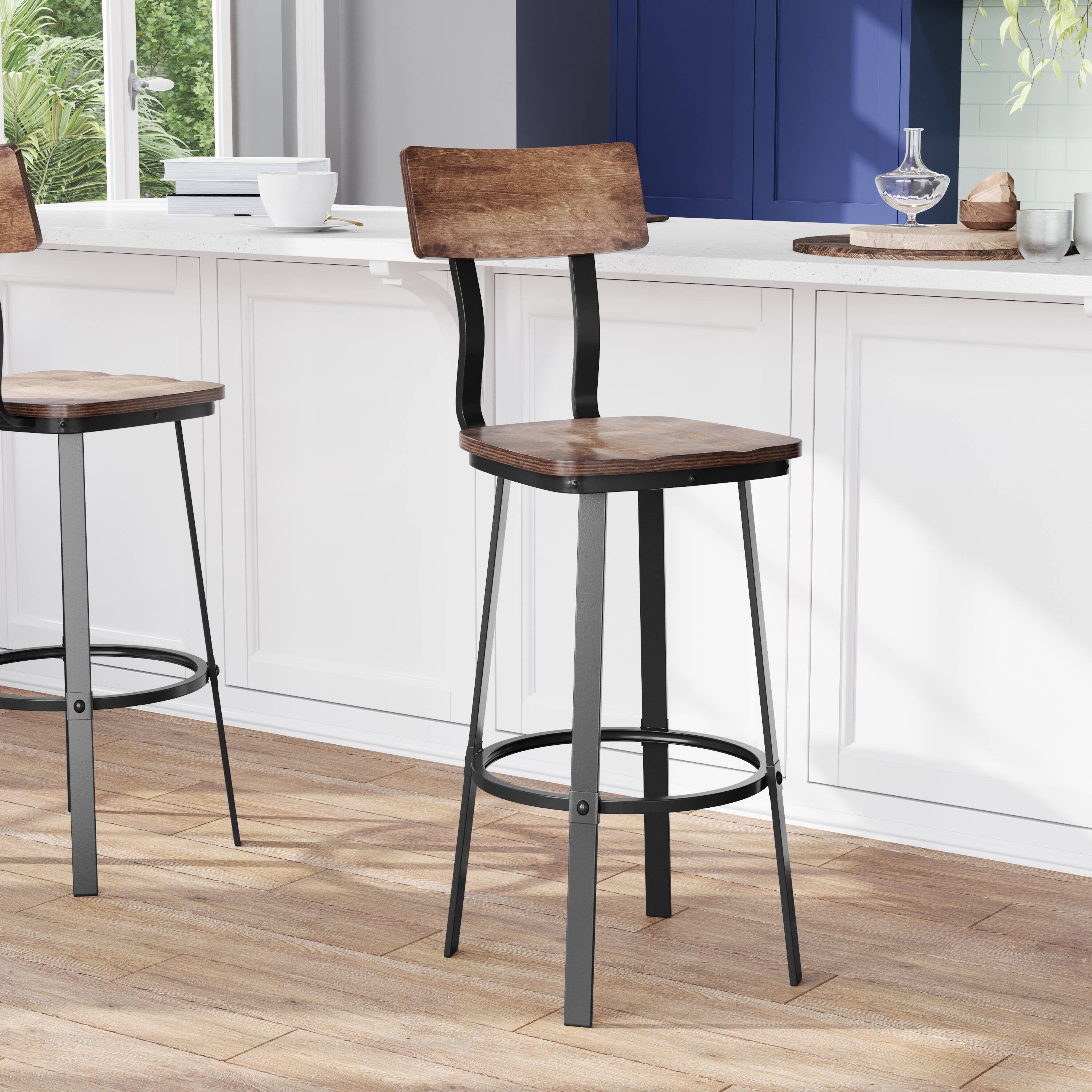 Alt View 2. Flash Furniture - Flint Series Commercial Grade Antique Copper Restaurant Barstool with Wood Seat & Back and Gray Powder Coat Frame - Brown.