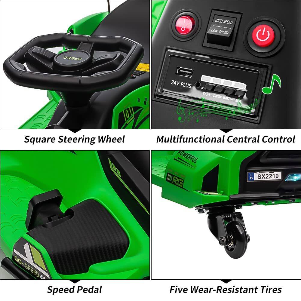 - Square Steering Wheel
- Multifunctional Central Control
- Speed Pedal
- Five Wear-Resistant Tires

HIGH SPEED LOW SPEED
24V PLUS
POWERFUL
SX2219
GO-SPEED