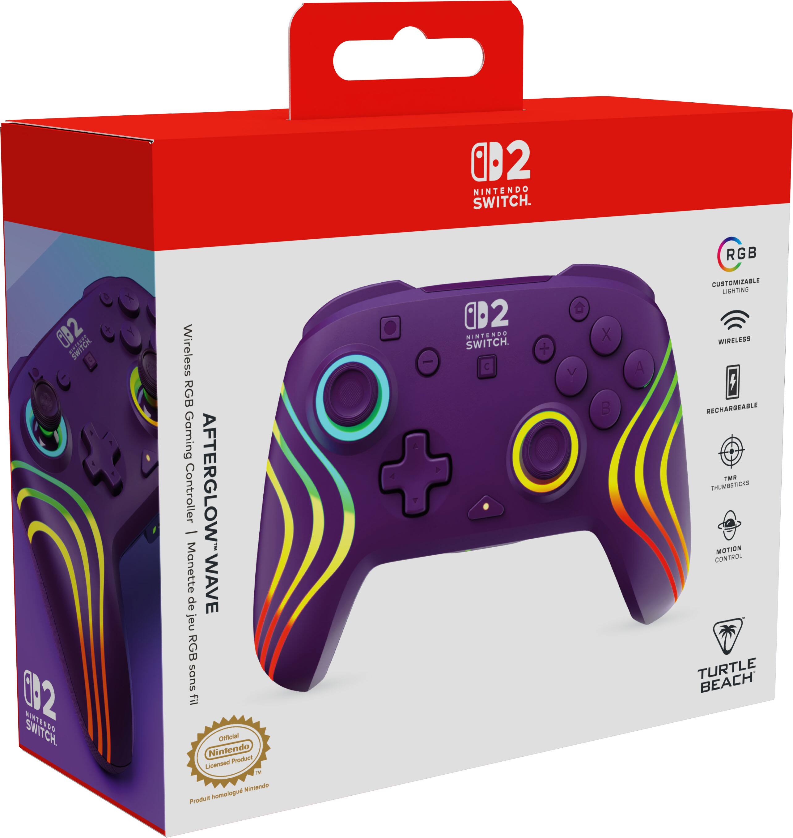02 NINTENDO SWITCH. RGB 092 SWITCH : C2 RSTENSO SWITCH Wireless RGB Gaming I Controller AFTERGLOW Manette WAVE de jeu RGB sans fil Offcial Nintendo Product Licereed - Nintende Produit homologue - P 2 NINTENDO SWITCH C + V X B A CUSTOMIZABLE LIGHTING WIRELESS RECHARDEABLE Tane THUMBSTICKS MOTION CONTROL TURTLE BEACH