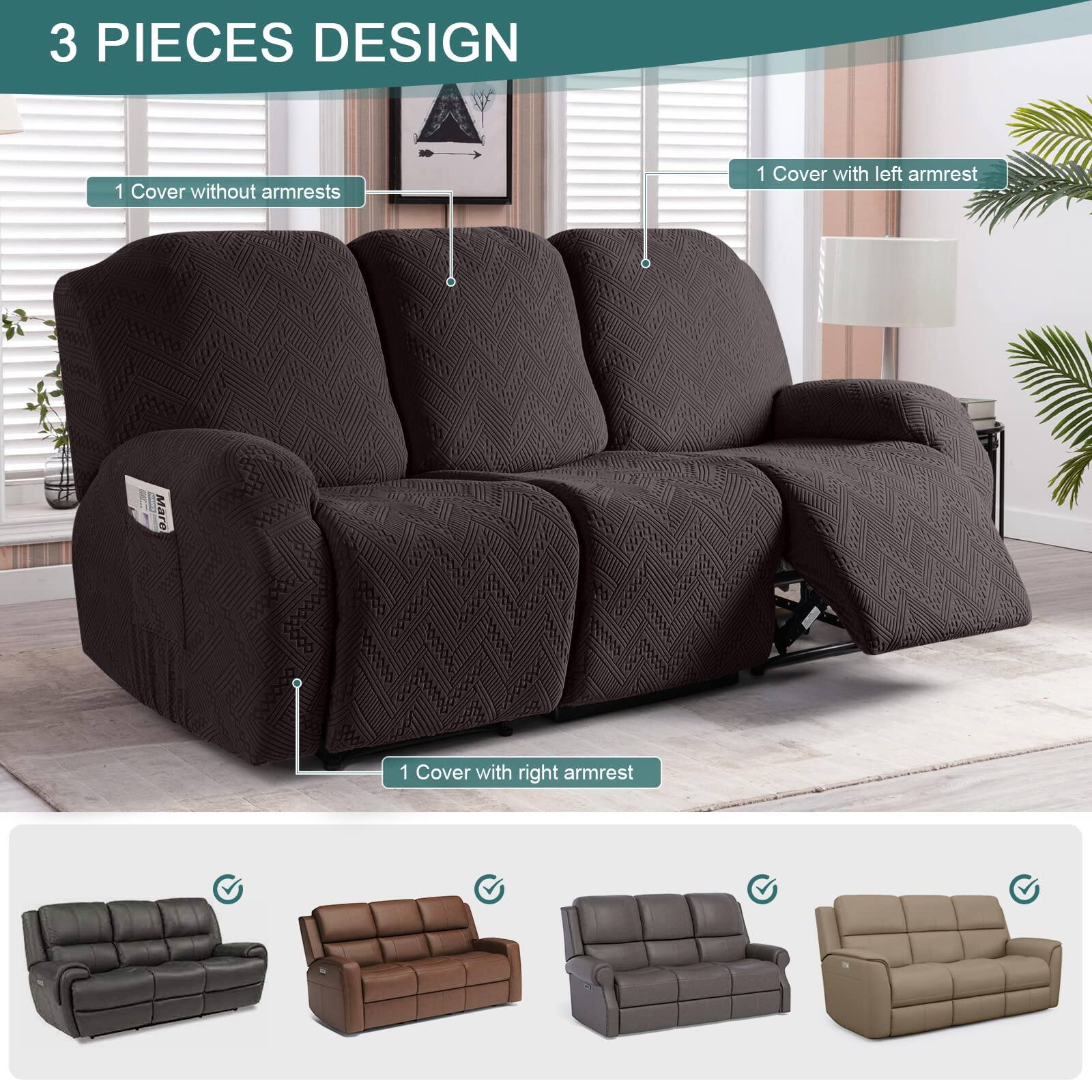 3 PIECES DESIGN

1 Cover without armrests

1 Cover with left armrest

1 Cover with right armrest