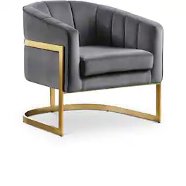 Meridian Furniture - Carter Grey Velvet Accent Chair - Gray