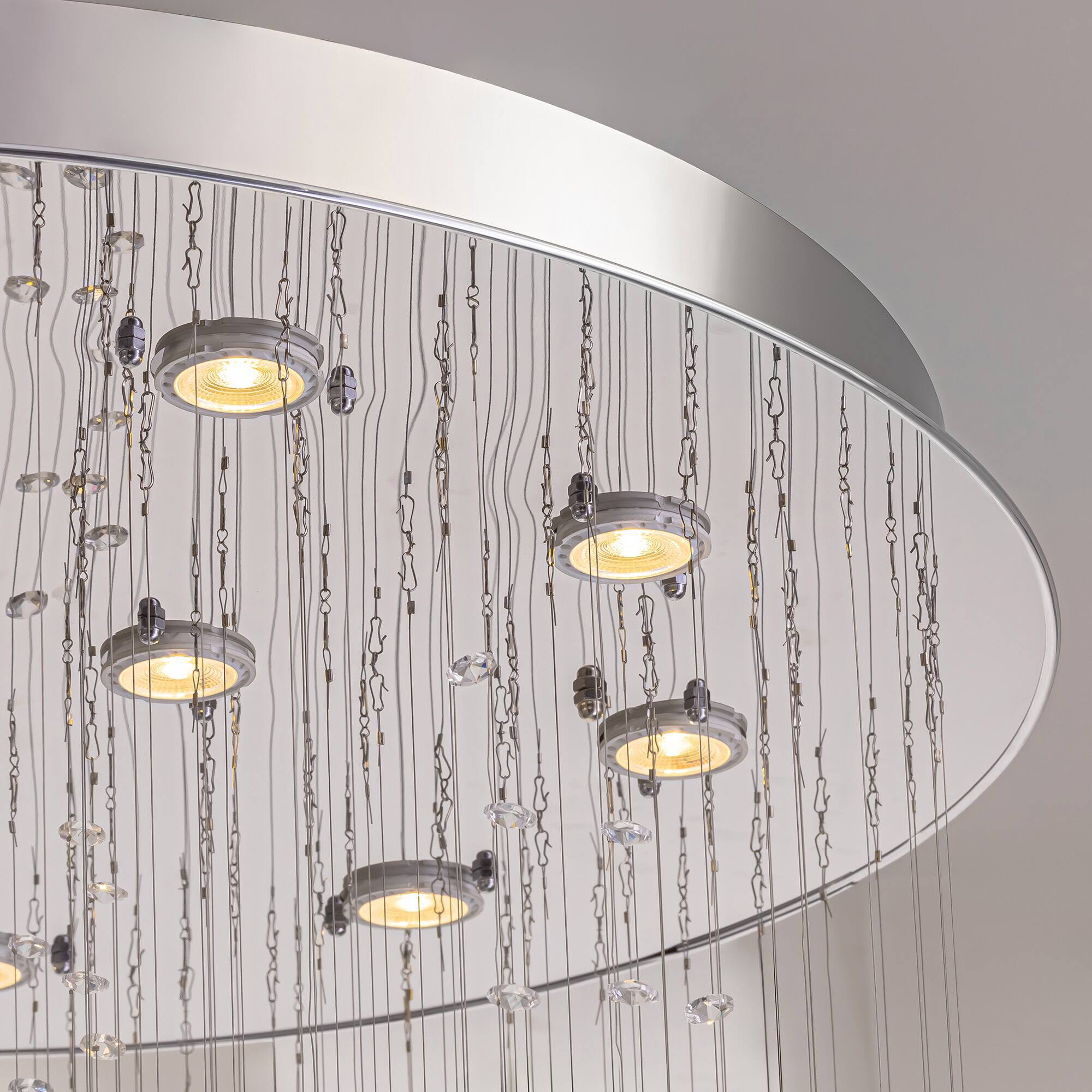 Alt View 6. Siljoy - 32" Modern Chrome 13-Light K9 Crystal Chandelier, 94" Height Adjustable for Foyer Stairwell Living Room - Chrome.