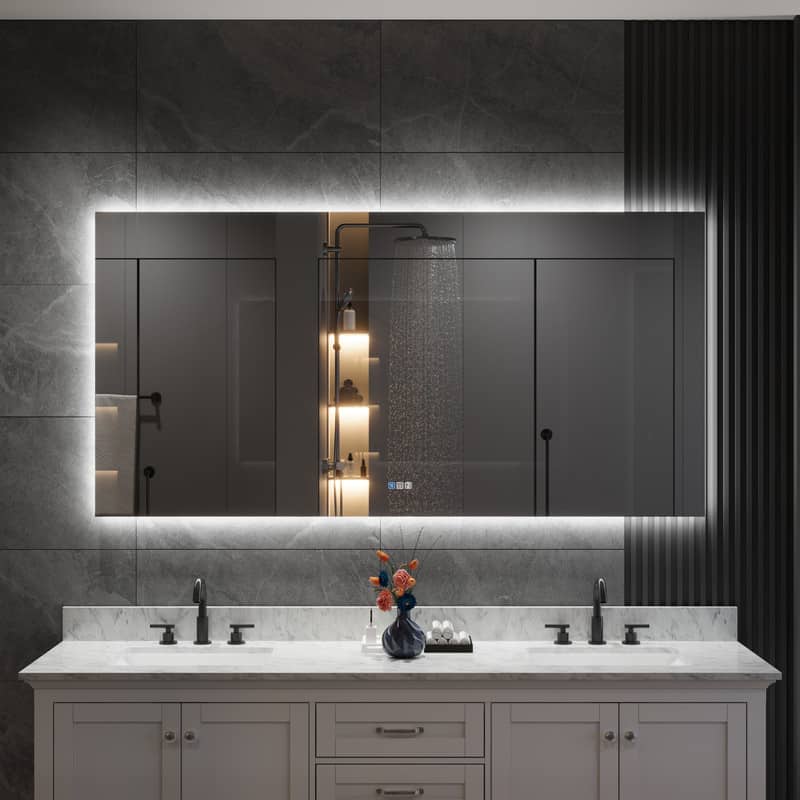WELLFOR - 72 in x 36 in Rectangular Frameless Bathroom Vanity Mirror with LED Light&Anti-Fog, Aluminum Backlights Mirror - Chrome price history on PriceWatchPro