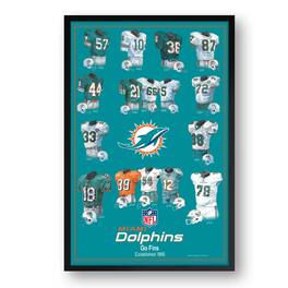 Sporticulture - Miami Dolphins 27" x 39" Uniform Heritage Framed Art Print - Multicolor
