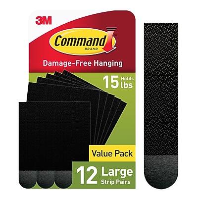 3M Command Brand Damage-Free Hanging  
Holds 15 lbs  
Value Pack  
12 Large Strip Pairs