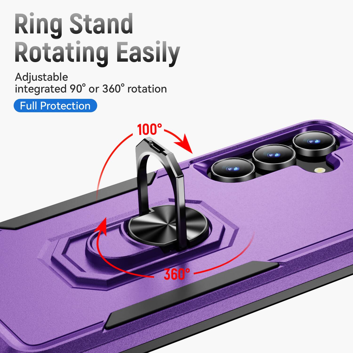 Ring Stand Rotating Easily Adjustable integrated 90° or 360° rotation Full Protection