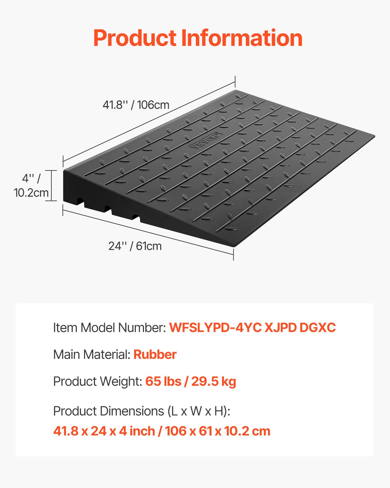 Product Information

41.8" / 106cm
4" / 10.2cm
24" / 61cm

Item Model Number: WFSLYPD-4YC XJPD DGXC

Main Material: Rubber

Product Weight: 65 lbs / 29.5 kg

Product Dimensions (L x W x H): 41.8 x 24 x 4 inch / 106 x 61 x 10.2 cm