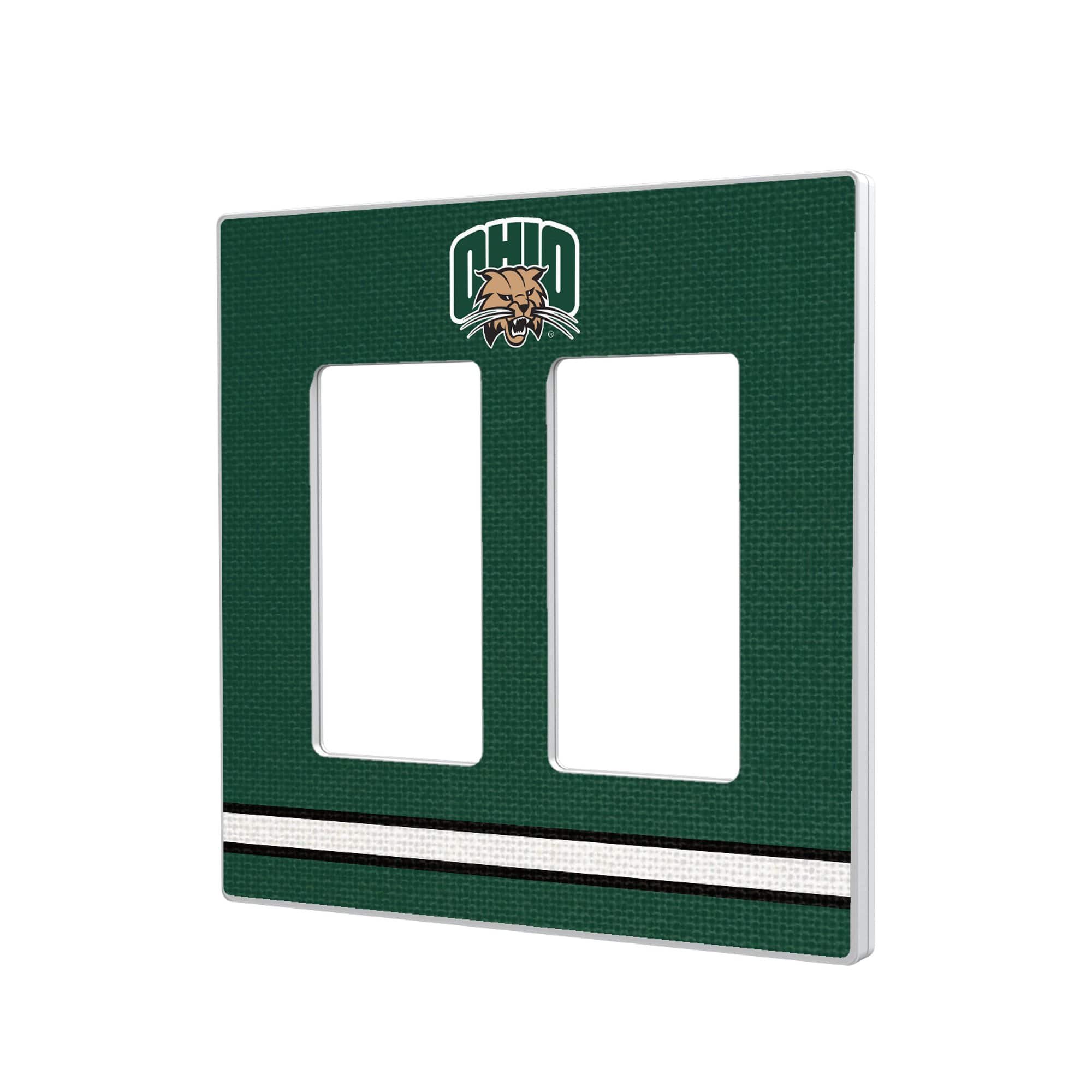 Keyscaper - Ohio Bobcats Stripe Design Double Rocker Light Switch Plate - Multicolor