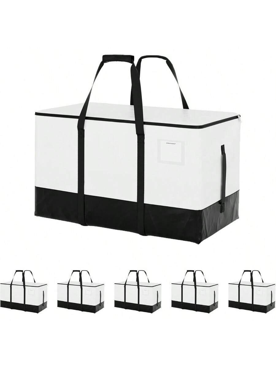 Live At Space - 6 Pack Large Moving Bags, Heavy Duty Storage Packing Tote Clothes, to Boxes, Collapsible Supplies with Reinforced White - The Original