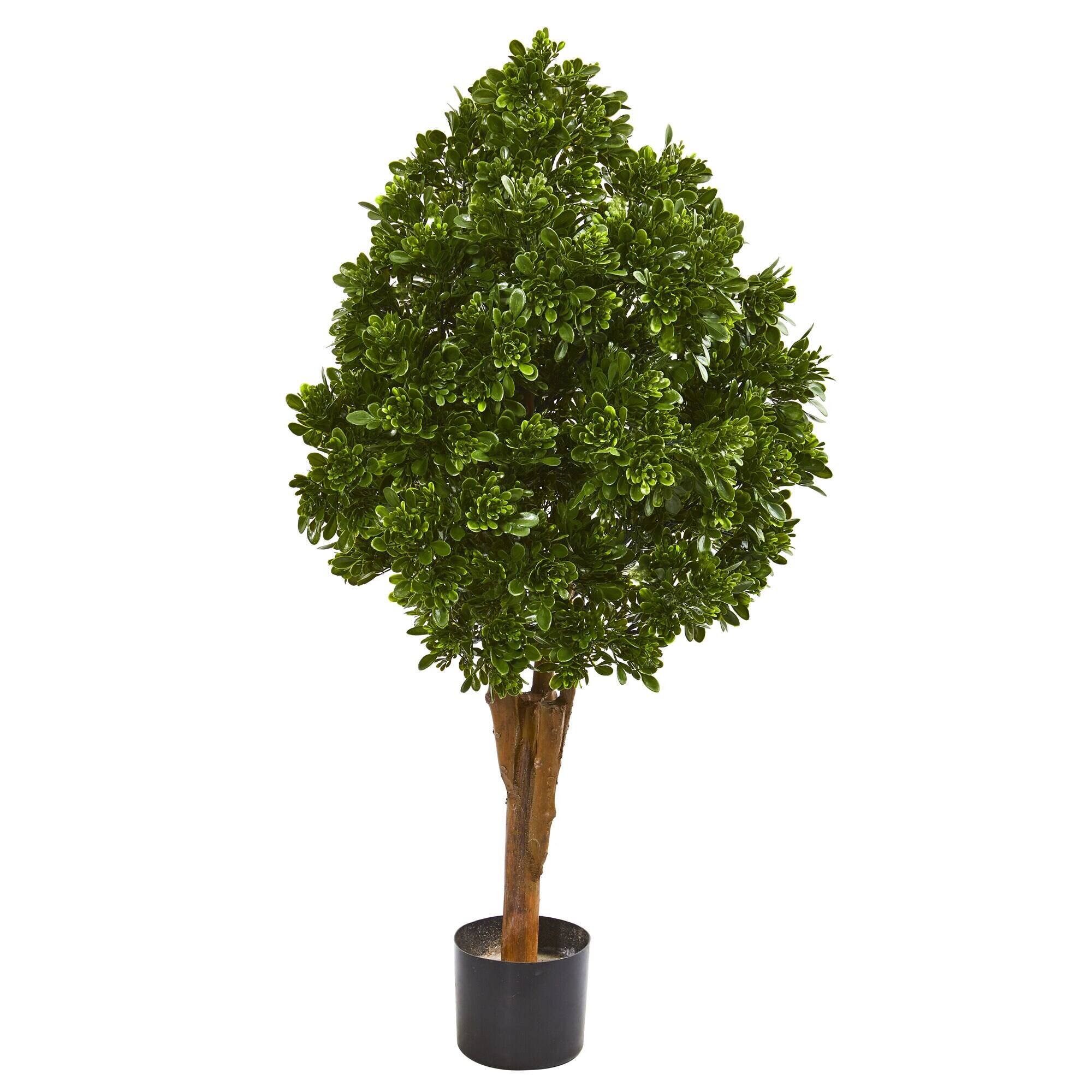 Front. BreeBe - 41" Tea Leaf Artificial Tree UV Resistant (Indoor/Outdoor) - Green.