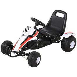 Aosom - Pedal Go Kart Children Ride on Car Racing Style with Adjustable Seat, Plastic Wheels - White