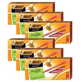 BIC - Round Stic Pen, Medium Point, Red, 12 Per Pack, 6 Packs