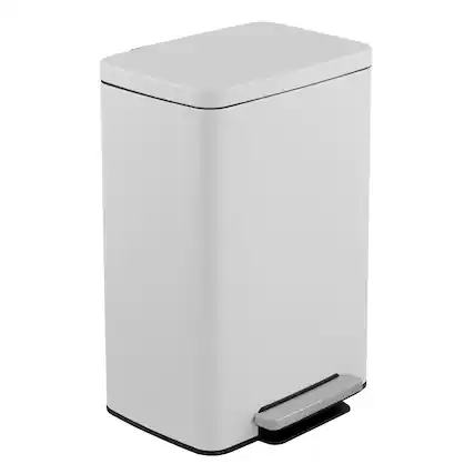 Front. Innovaze - 13 Gal./50 Liter Rectangular Stainless Steel Step-on Trash Can for Kitchen - Matt White.