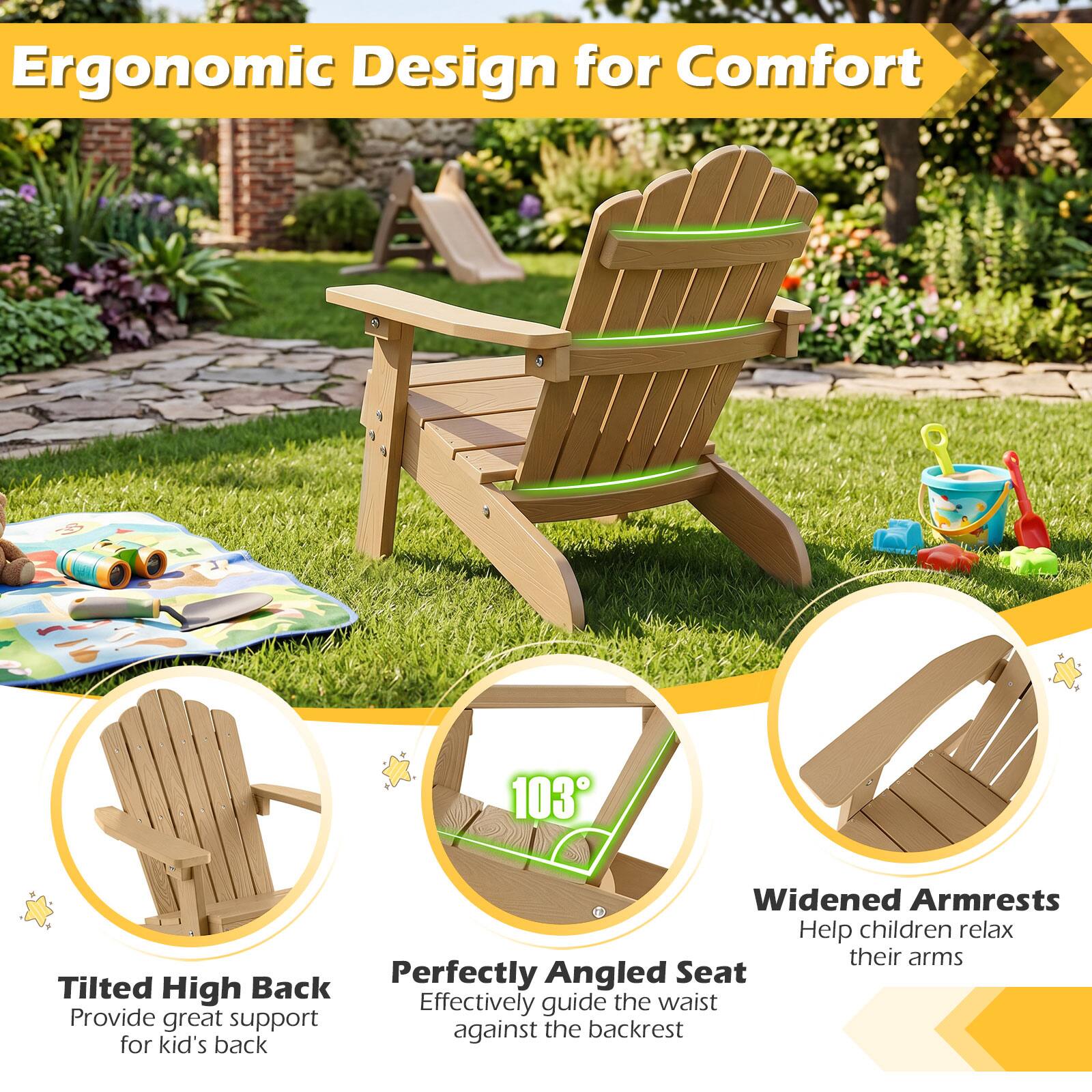 Ergonomic Design for Comfort

- Widened Armrests: Help children relax their arms
- Perfectly Angled Seat: Effectively guide the waist against the backrest
- Tilted High Back: Provide great support for kid's back