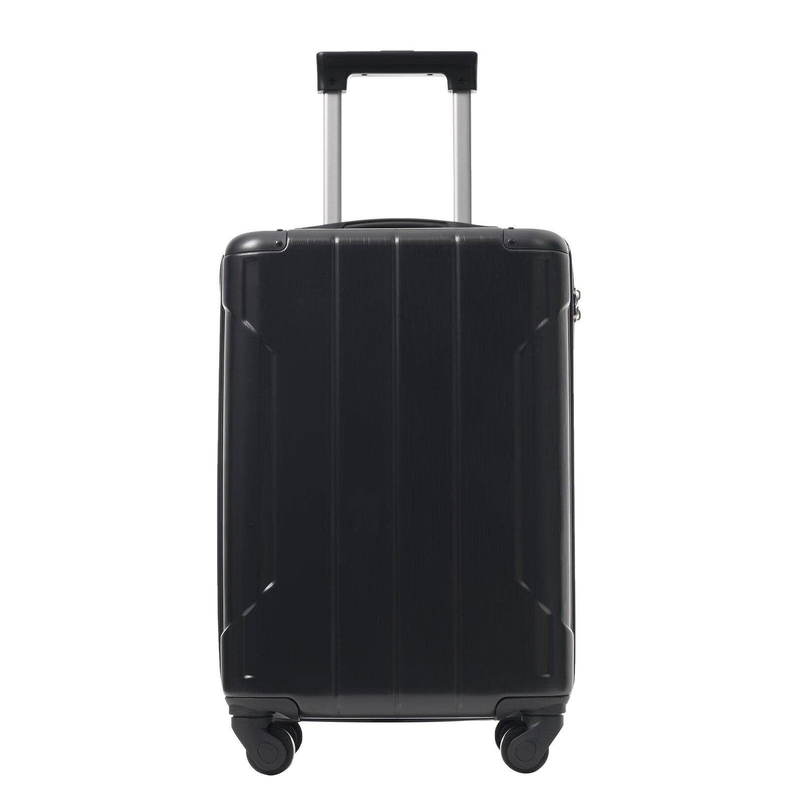Angle. BreeBe - Hardshell Luggage 20" Carry-On, Lightweight Durable ABS Suitcase with Double Spinner Wheels and Built-in TSA Lock Black - Black.