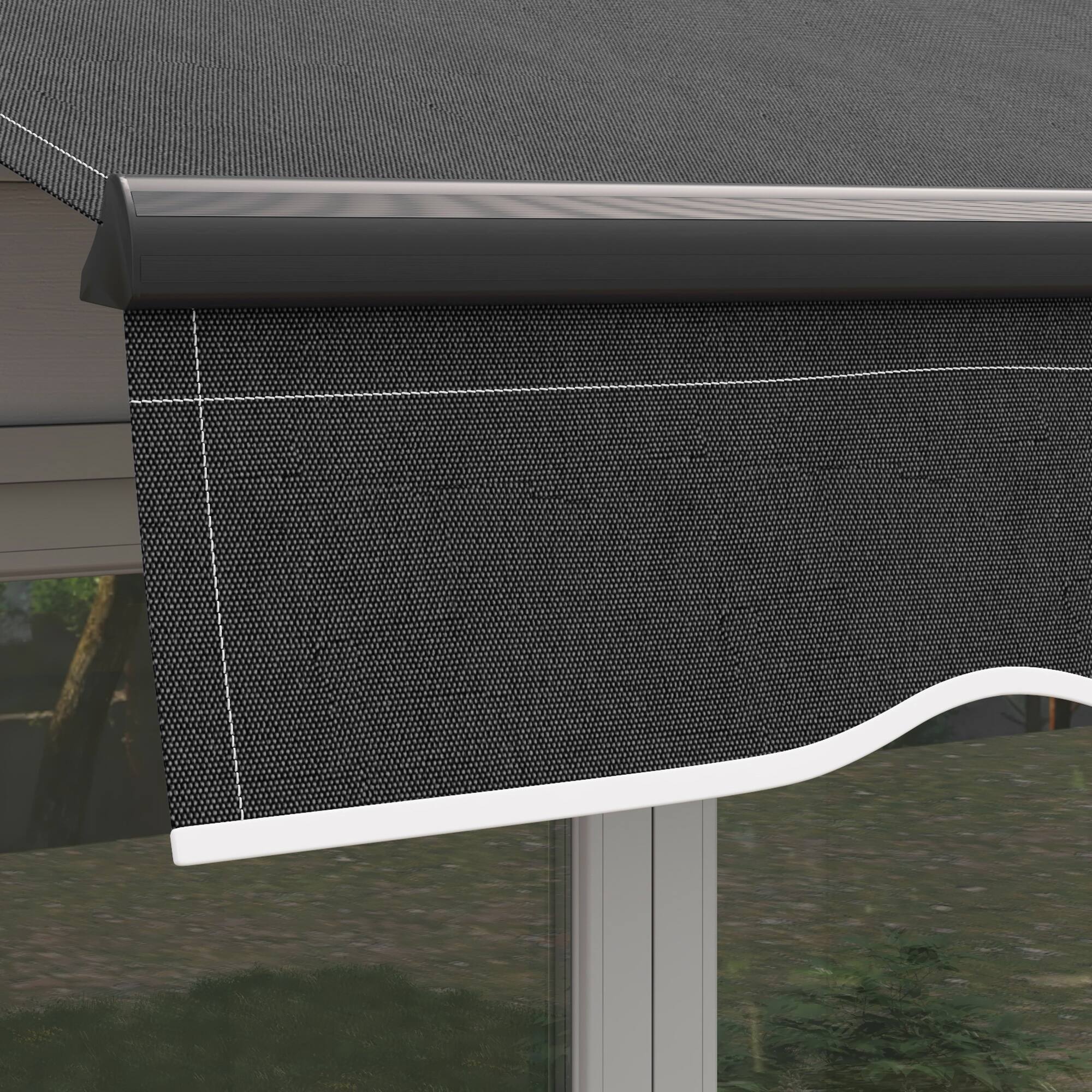 Alt View 5. Outsunny - 8' x 6.5' Retractable Awning, Patio Awning Sunshade Shelter with Manual Crank Handle, 280gsm UV Resistant Fabric - Dark Gray.