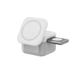 RISOKEYS - 3-in-1 Magnetic Wireless Charger - Detachable Desktop Stand for Apple 14, Watch and Earphones Wireless Charging - White