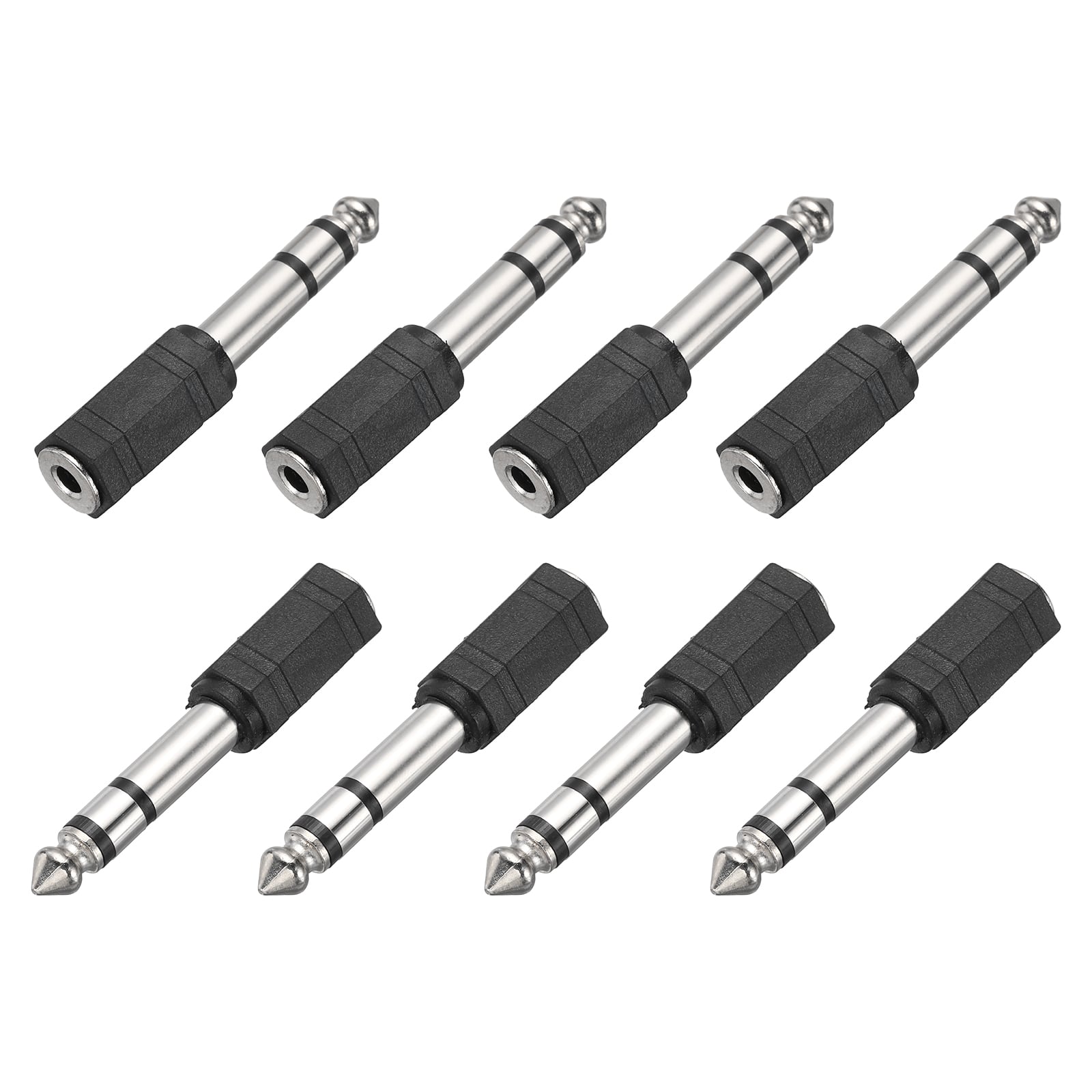 Unique Bargains - 8pcs TRS6.35mm M to 3.5mm F Connector Stereo Zinc Alloy Nickel Adapter for Mics/Guitars/Speakers/pcs Signal Conversion - Silver Black