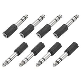Unique Bargains - 8pcs TRS6.35mm M to 3.5mm F Connector Stereo Zinc Alloy Nickel Adapter for Mics/Guitars/Speakers/pcs Signal Conversion - Silver Black