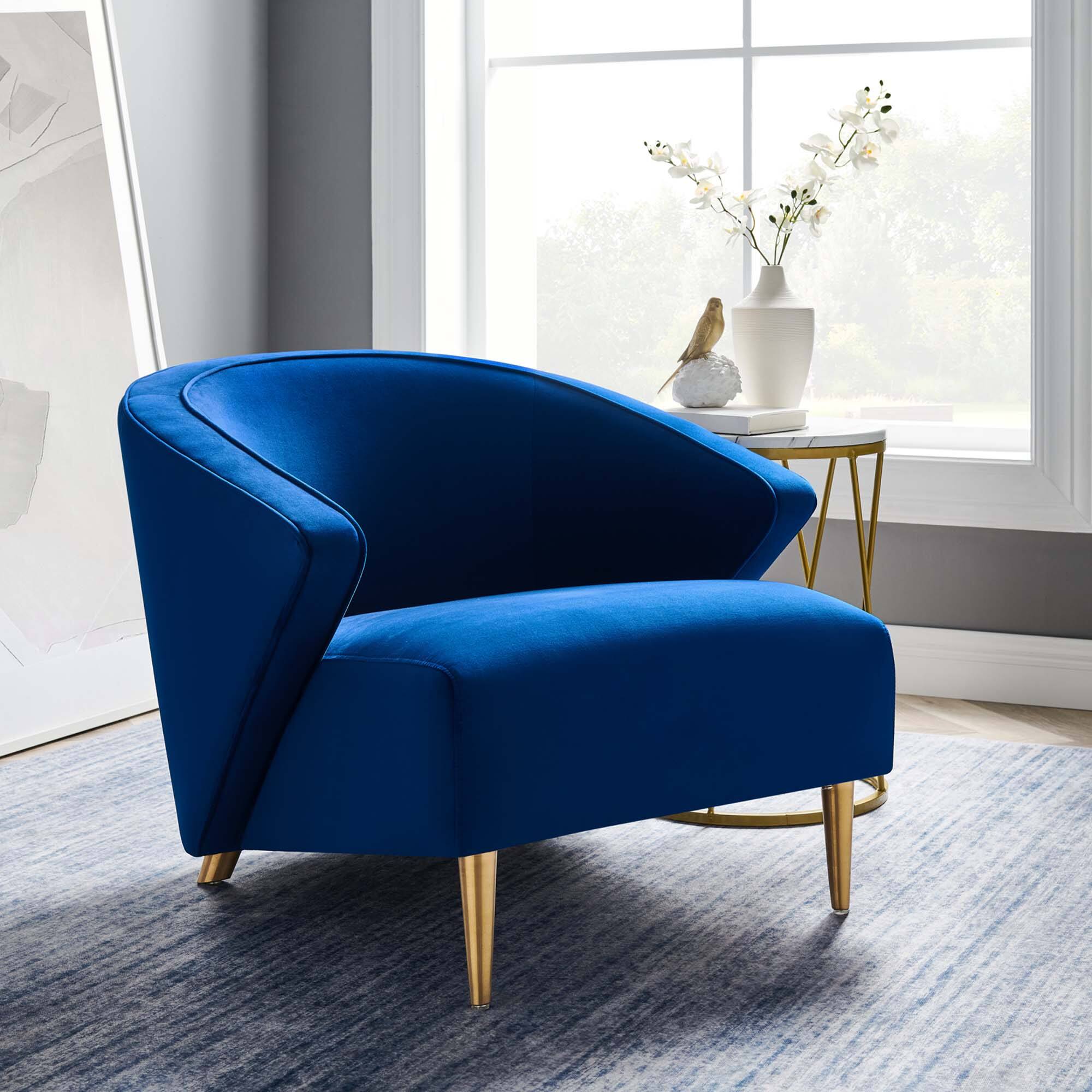 Front. Modway - Odyssey Performance Velvet Armchair by Modway - Navy.
