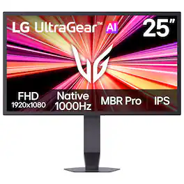 LG - UltraGear 25" FHD IPS 1000Hz Gaming Monitor 1ms G-SYNC Compatible FreeSync Premium with DisplayHDR 400 - Black