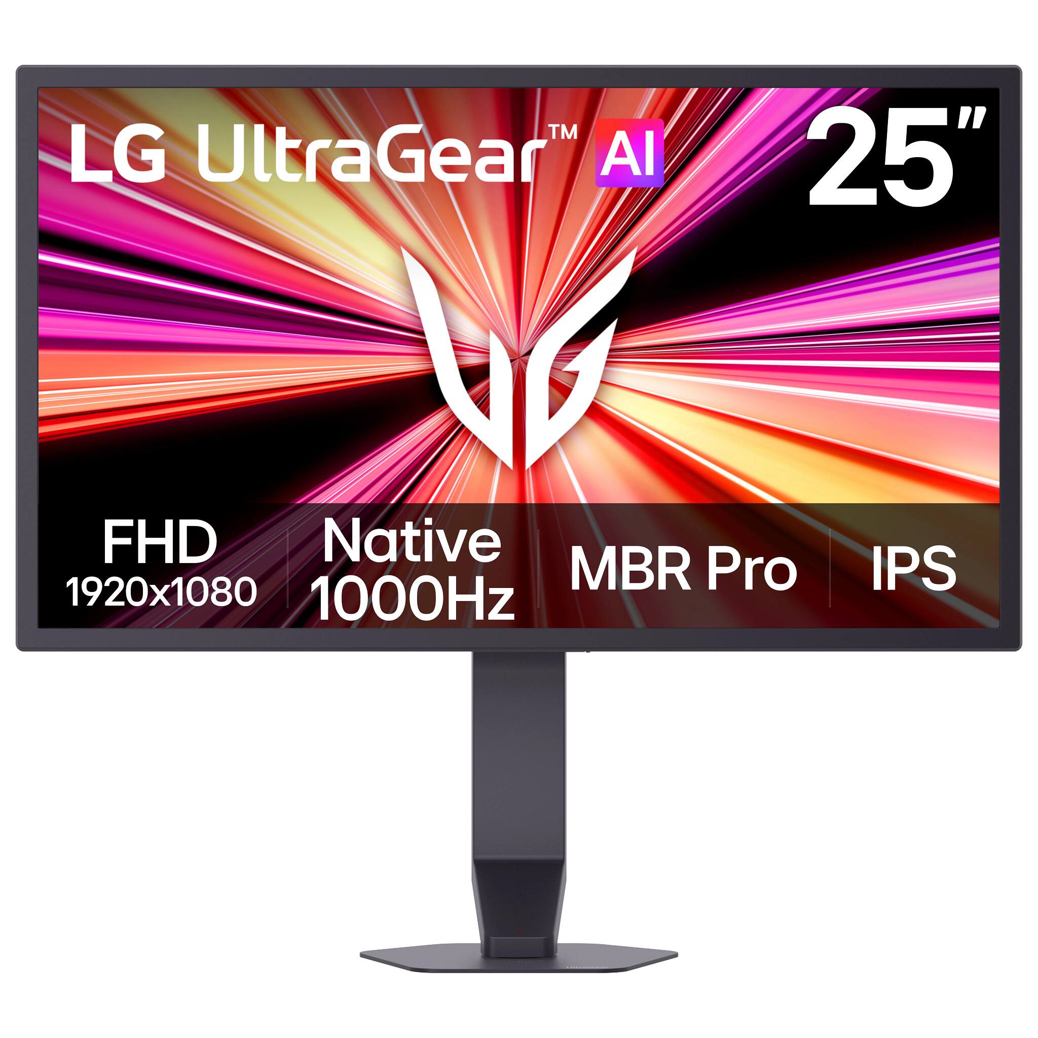 LG UltraGear™ AI  
25"  
FHD Native 1920x1080  
1000Hz  
MBR Pro  
IPS