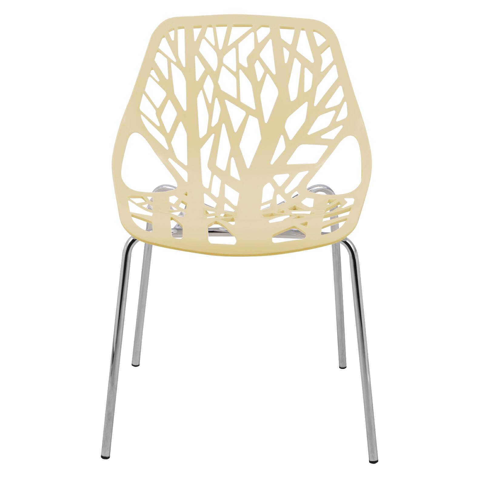 Alt View 4. LeisureMod - Asbury Stackable Modern Dining Chair with Cut Out Design and Chrome Legs Side Chair for Home Living Room - Cream.