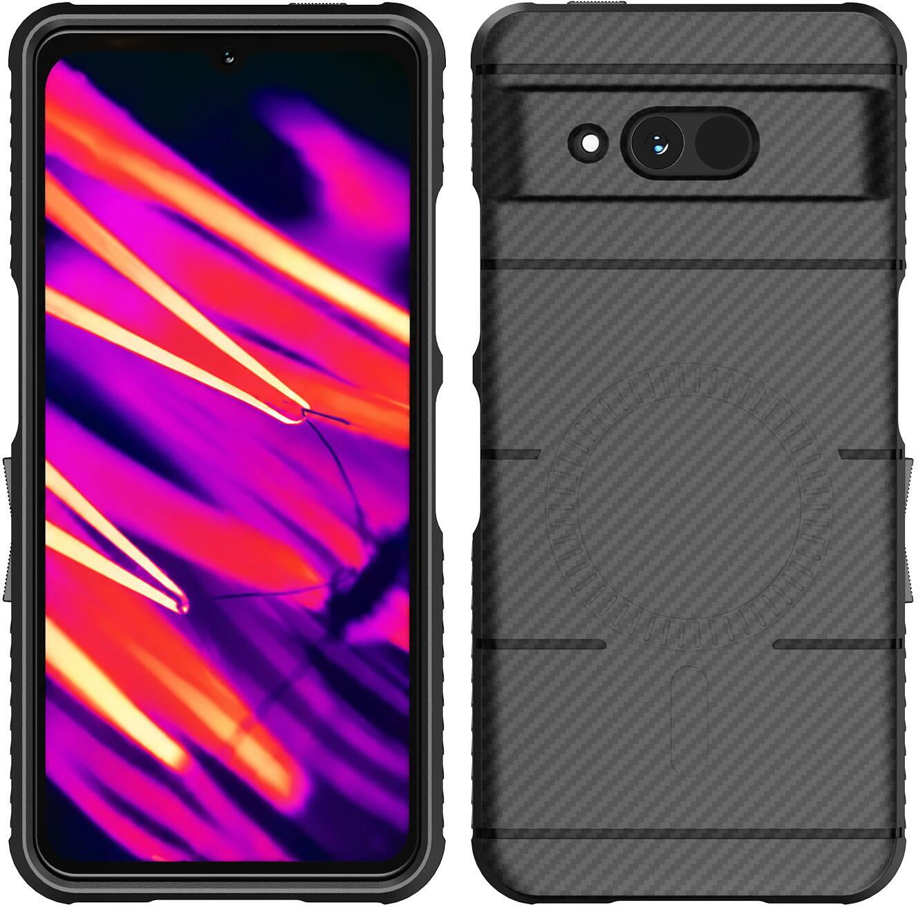 Alt View 2. Nakedcellphone - Case for Sonim XP Pro Thermal 5G Phone - Compatible with MagSafe - Carbon Fiber.