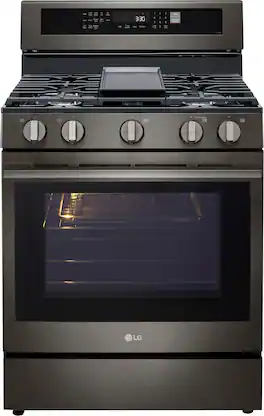 LG - 6.3 Cu. Ft. Freestanding Gas True Convection Smart Range with EasyClean, Air Fry and Premium Handle - Black Stainless Steel