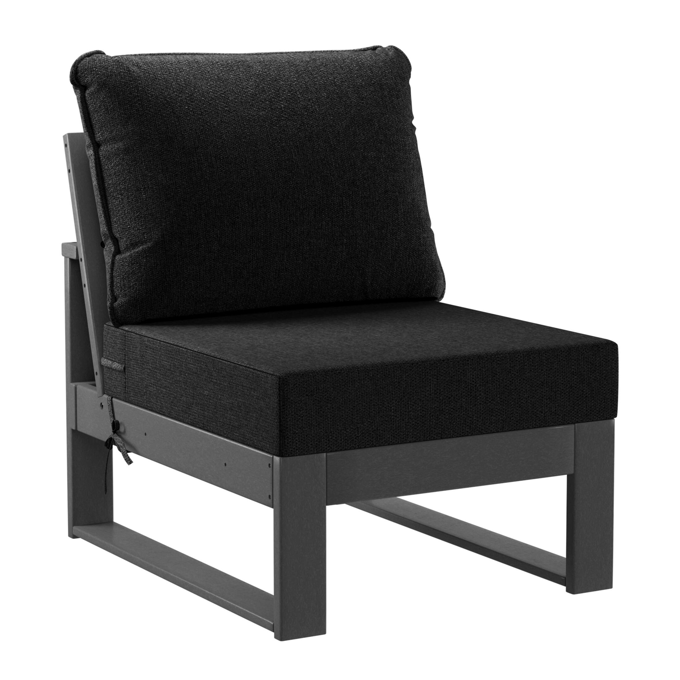 Back. WestinTrends - WestinTrends Montara Outdoor 4-Piece HDPE L-Shaped Modular Patio Sofa Furniture Set - Black.