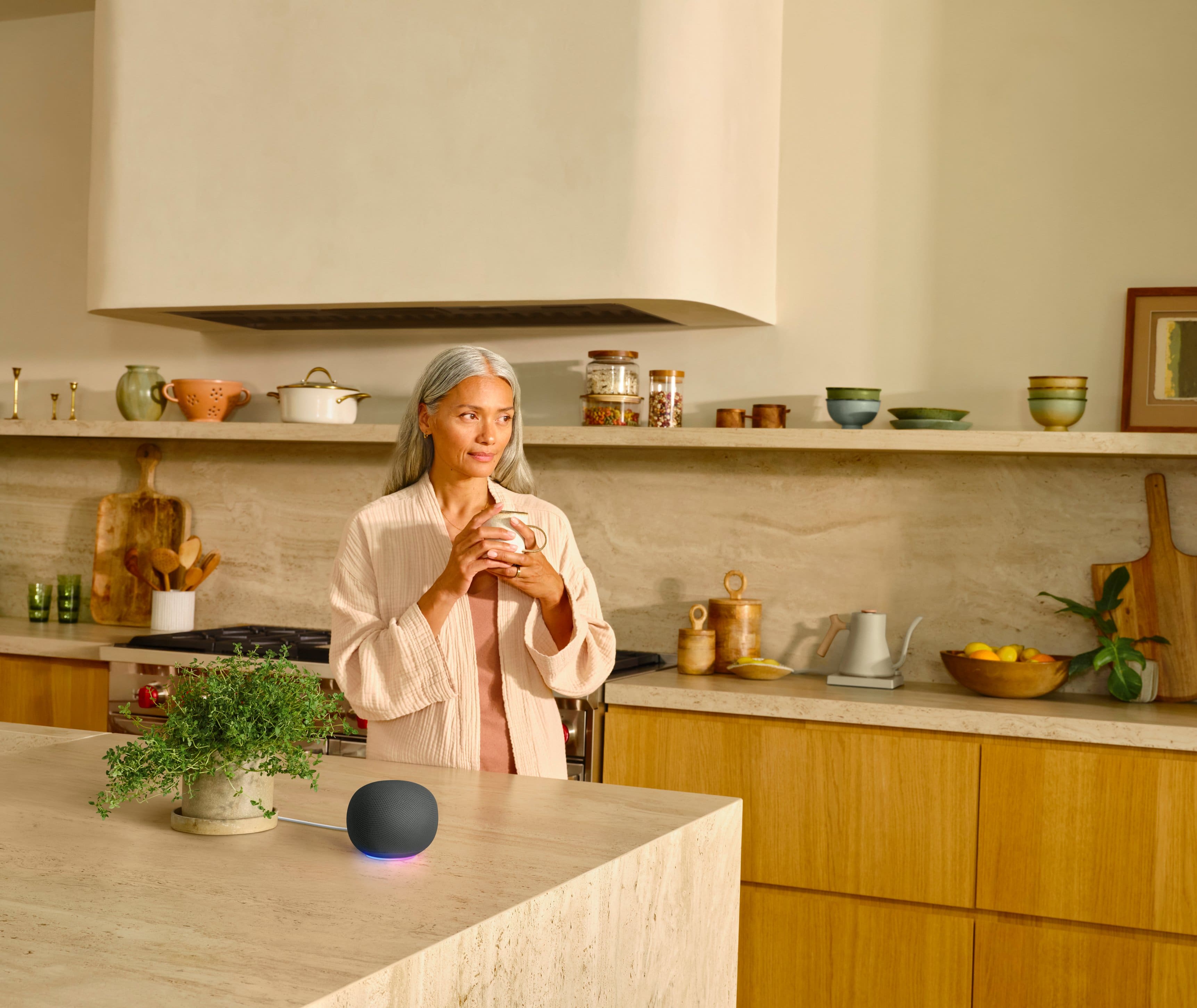 Alt View 8. Google - Home Speaker (Coming Spring 2026) - Smart Speaker with Gemini For Home Voice Assistant and 360-Degree Sound - Hazel.