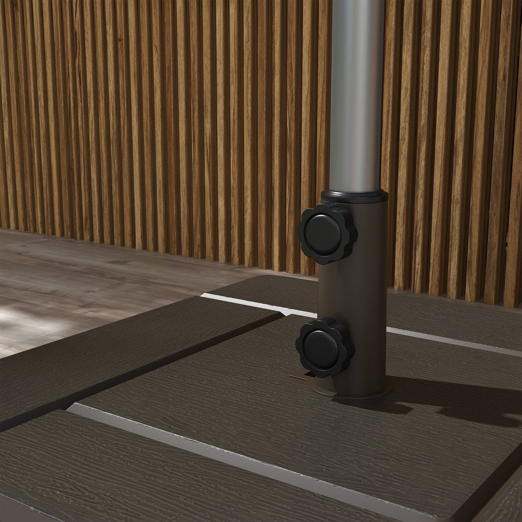Alt View 8. Outsunny - Outdoor Umbrella Base with Wheels and Handles, End Table, Flower Box Planter with Hole - Brown.