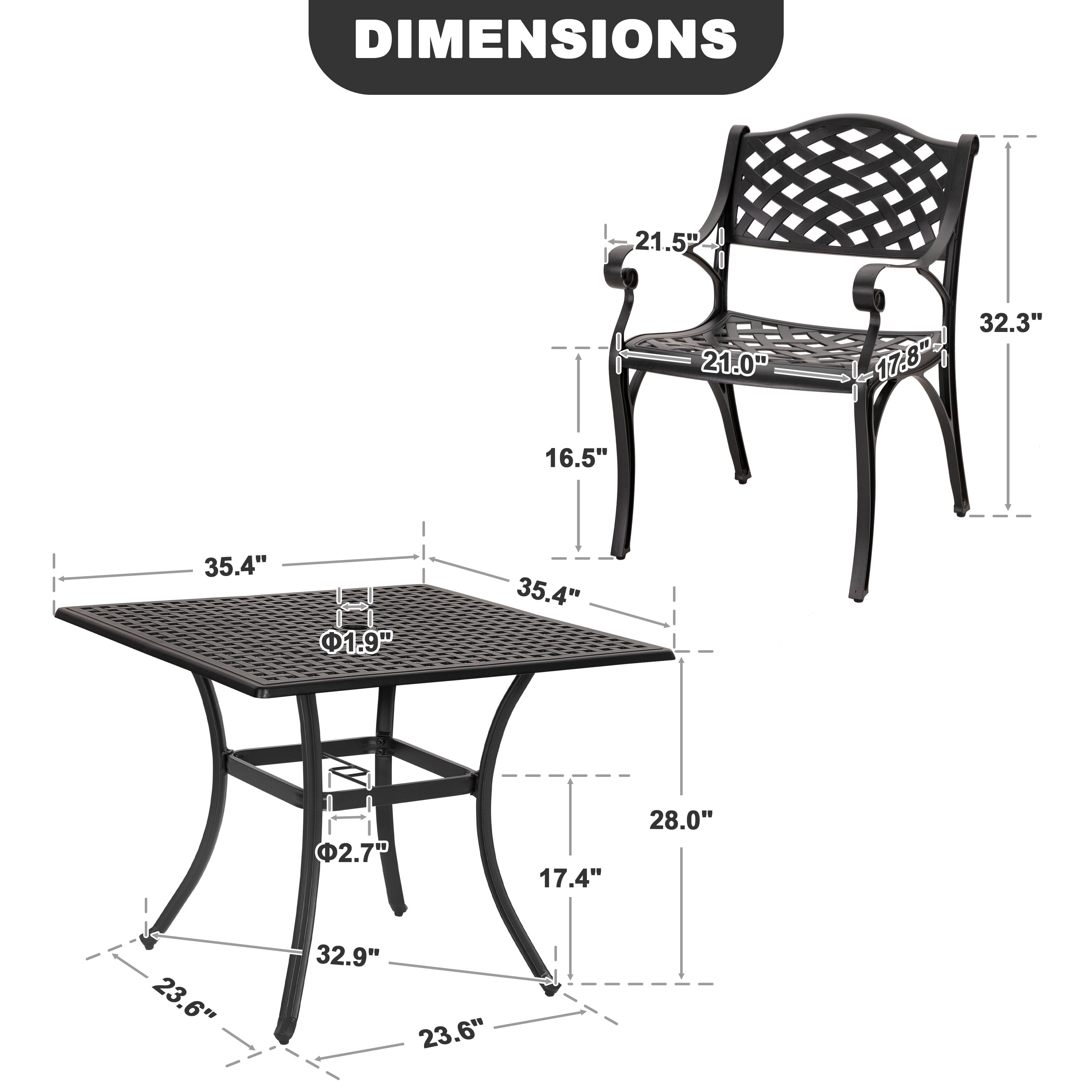 DIMENSIONS

- 21.5"
- 21.0"
- 17.8"
- 32.3"
- 16.5"
- 35.4"
- 1.9"
- 35.4"
- 2.7"
- 17.4"
- 28.0"
- 23.6"
- 32.9"
- 23.6"