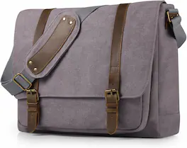 Vulpecula Spade - Vintage Canvas Messenger Bag for Men 15.6-16 inch Laptop bag,Computer Satchel Shoulder Bag for School Work Travel - Gray