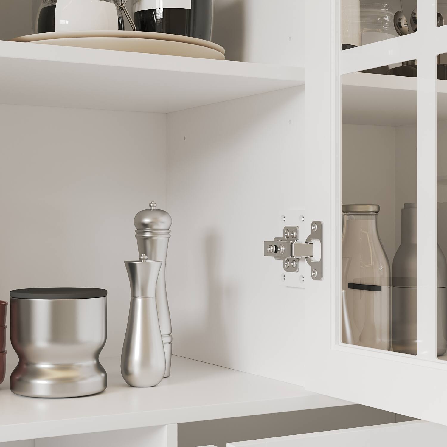 Alt View 1. FUFU & GAGA - FUFU&GAGA Glass - Door Buffet: Safe & Stylish Storage for Dining & Kitchen Pantry Cabinet - White.