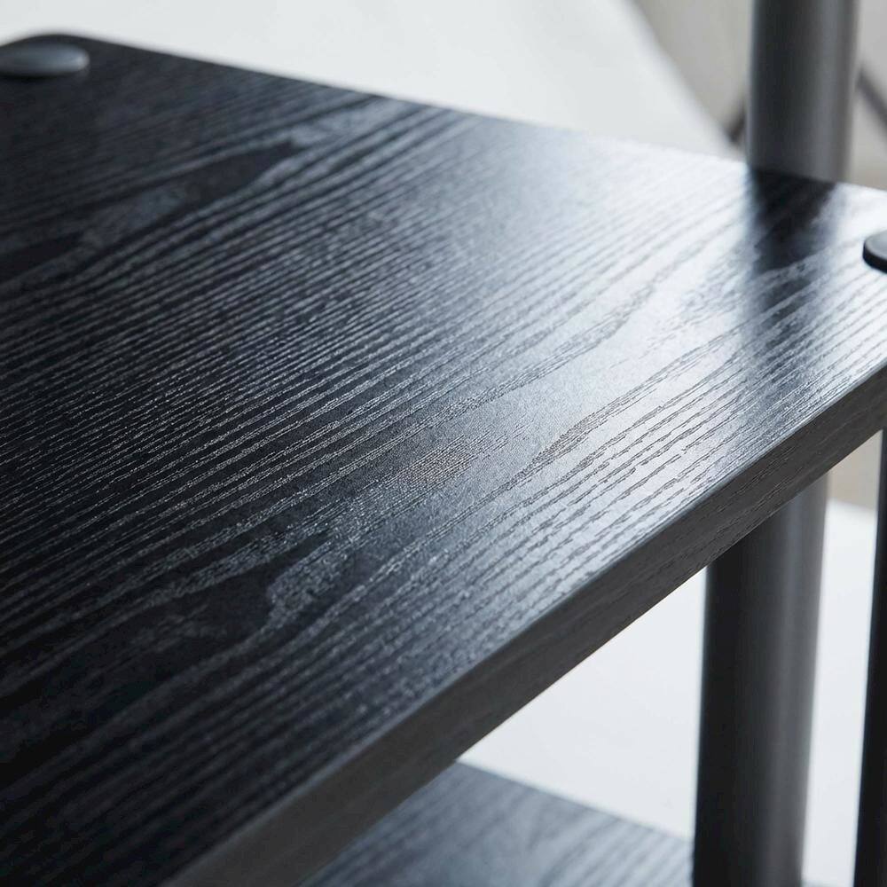 Alt View 4. FurniFact - Black 3-Tier Corner TV Stand with Easy Assembly and Composite Wood Construction - Brown.