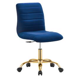 Ripple Armless Performance Velvet Office Chair by Modway - Blue