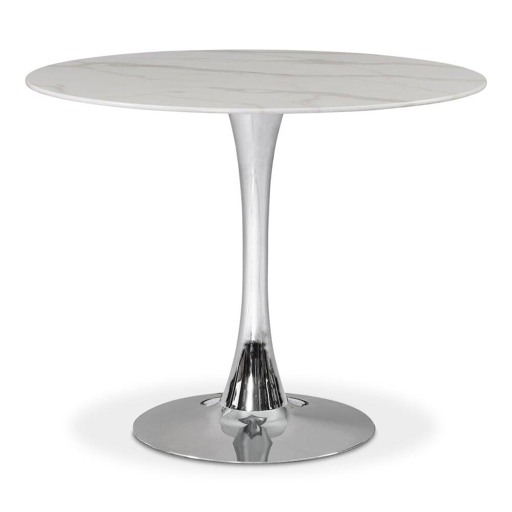 Front. Meridian Furniture - Holly Chrome Dining Table - Silver.
