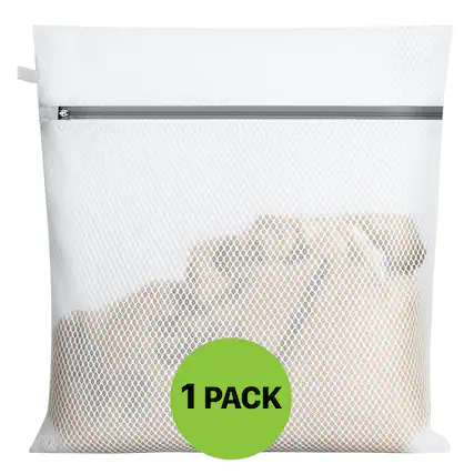 Front. Garnen - 1x Zipper Mesh Laundry Bags Delicates, Travel Laundry Bags Mesh Wash Bags, Zipper Mesh Bag Lingerie Bag for Washing - White.