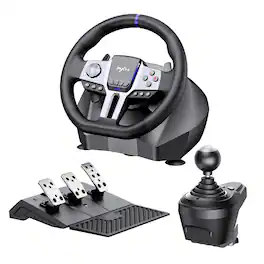 PXN - V9 Gen2 Racing Gaming Wheel 270°/900° Steering Wheel w/ Shifter & Pedals for PC PS3 PS4 Xbox One Series X|S Pack Set - Black