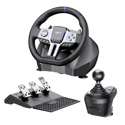 Front. PXN - PXN V9 Gen2 Racing Gaming Wheel 270°/900° Steering Wheel w/ Shifter & Pedals for PC PS3 PS4 Xbox One Series X|S Pack Set - Black.