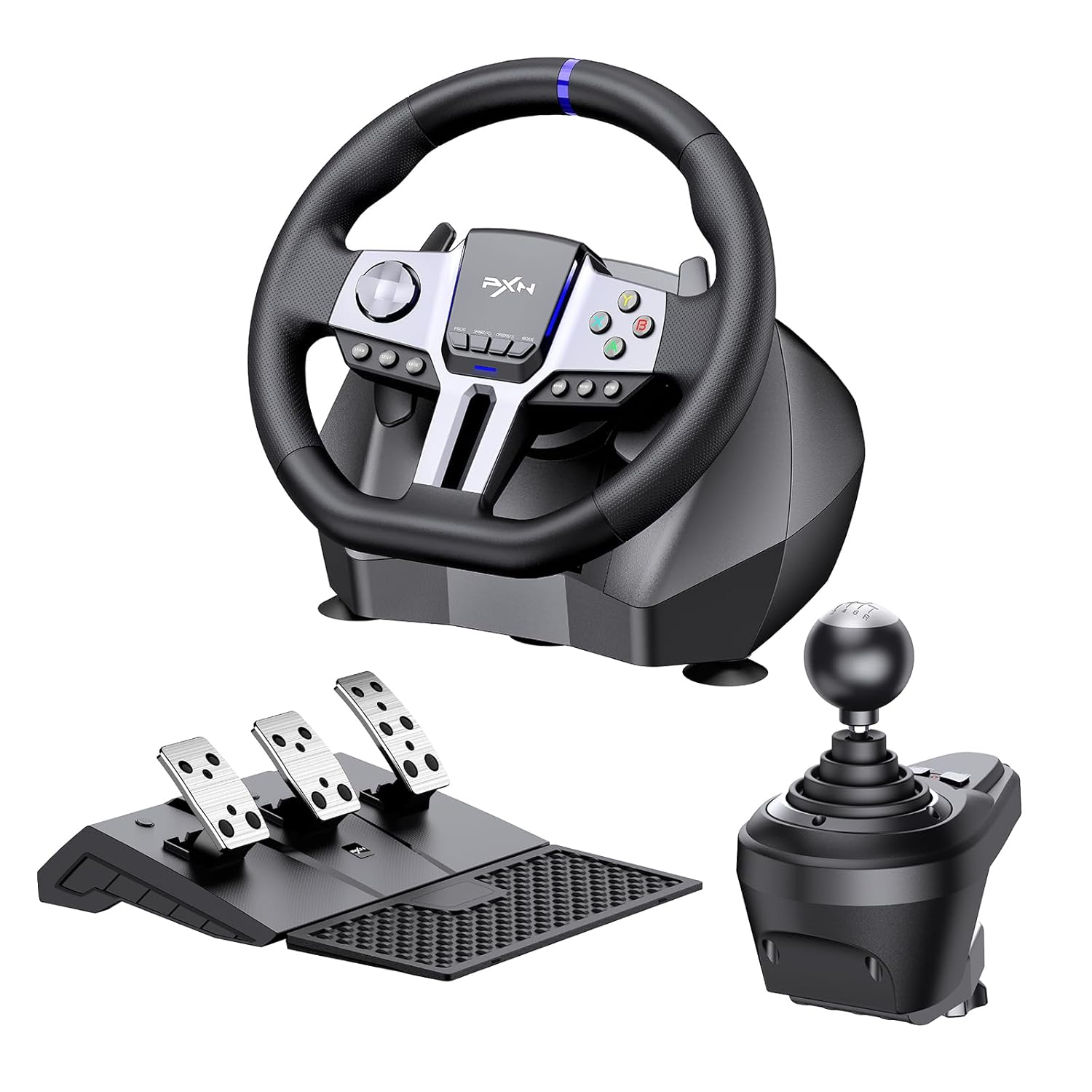 Front. PXN - PXN V9 Gen2 Racing Gaming Wheel 270°/900° Steering Wheel w/ Shifter & Pedals for PC PS3 PS4 Xbox One Series X|S Pack Set - Black.