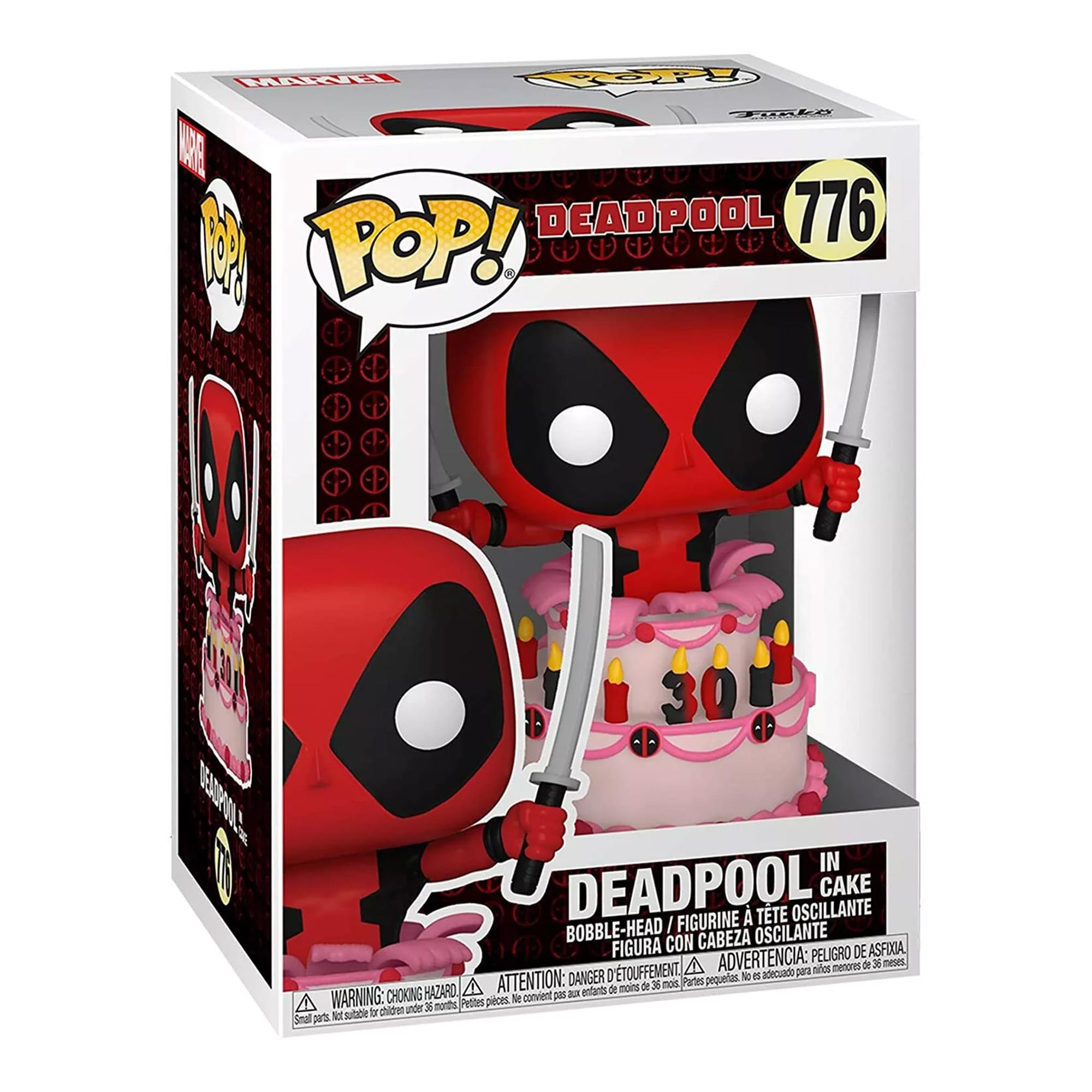 **DEADPOOL 776**

**POP!**

**DEADPOOL IN CAKE**

**BOBBLE-HEAD / FIGURINE A TÊTE OSCILLANTE / FIGURA CON CABEZA OSCILLANTE**

**WARNING: CHOKING HAZARD - Small parts. Not suitable for children under 3 years.**

**ATTENTION: DANGER - Petite pièce. Ne convient pas aux enfants de moins de 3 ans.**

**ADVERTENCIA: PEQUEÑAS PIEZAS. NO ADECUADO PARA MENORES DE 3 AÑOS.**

**PELIGRO DE ASFIXIA. NO ADECUADO PARA MENORES DE 3 AÑOS.**

**30**