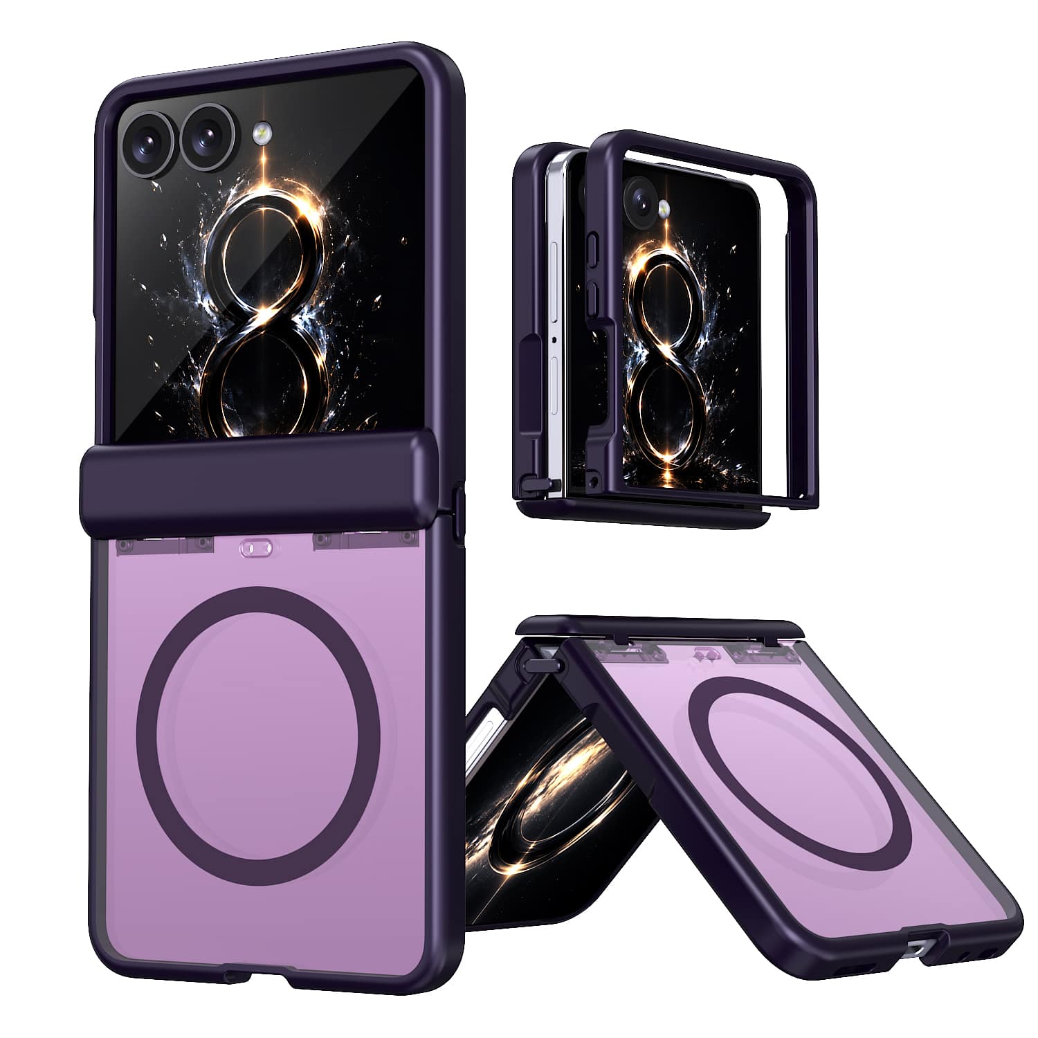 Dteck - Rugged Magnetic Case For Samsung Galaxy Z Flip8 Shockproof Matte Anti-Fingerprint Cover Hinge Protection - Purple price history on PriceWatchPro