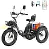 Syedee - Electric Tricycle for Adults, 750W(Peak 1350W) Motor, 48V13Ah Battery, 20"x4" Folding Fat Tire 3-Wheel Electric Trike - Black