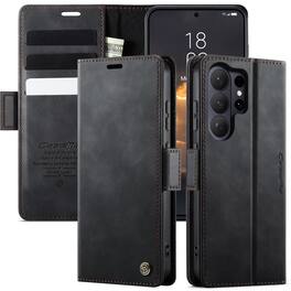 Dteck - For Samsung Galaxy S26 Ultra Wallet Case, Premium Vegan PU Leather Flip Kickstand Card Slots Full Protection Cover - Black